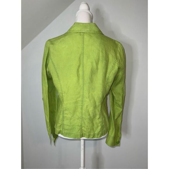 Women’s 100% Linen Button Down Green Cardigan/Jacket Medium - Picture 4 of 9